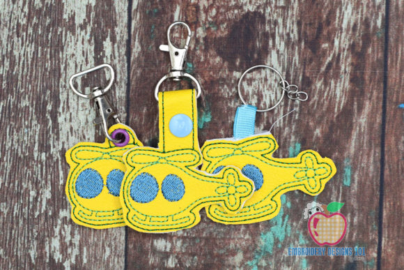 Colored Cartoon Helicopter ITH Key Fob