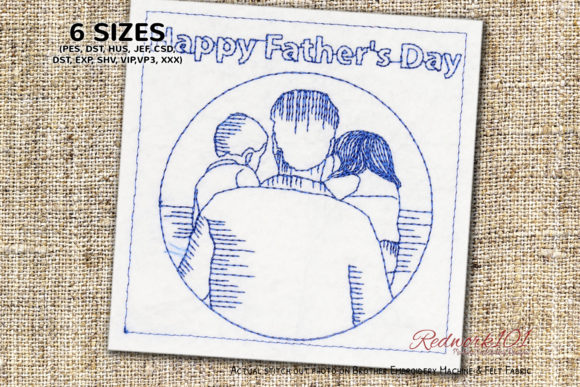 Father's Day Girl and Boy Redwork