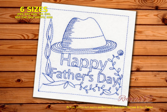 Fathers Day Hat Redwork