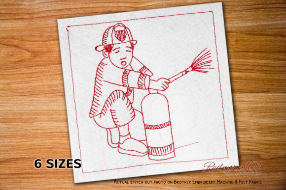 Fire Fighter Extinguisher Redwork
