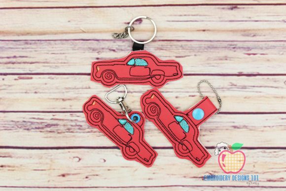 Little Pink Car ITH Snaptab Keyfob