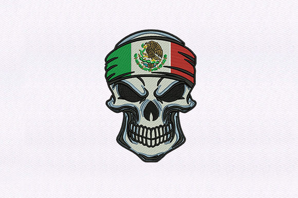 Mexican Skull Embroidery Design