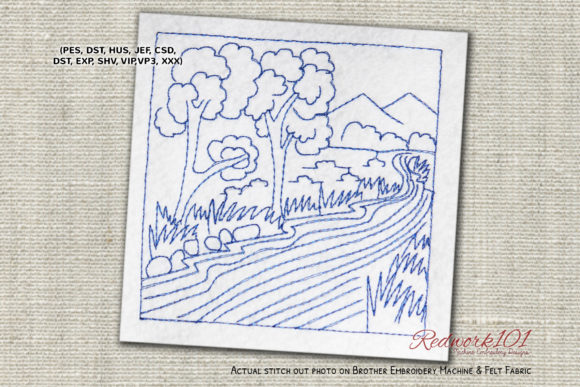 Review: River Scene Embroidery Design