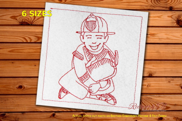 Smiling Fire Fighter Bluework