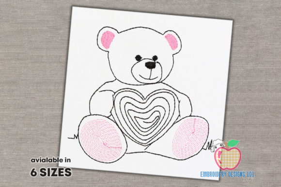 Teddy Bear Holding Heart Sketch